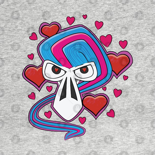 Love Struck Skull Valentines Day Cartoon by Dad n Son Designs